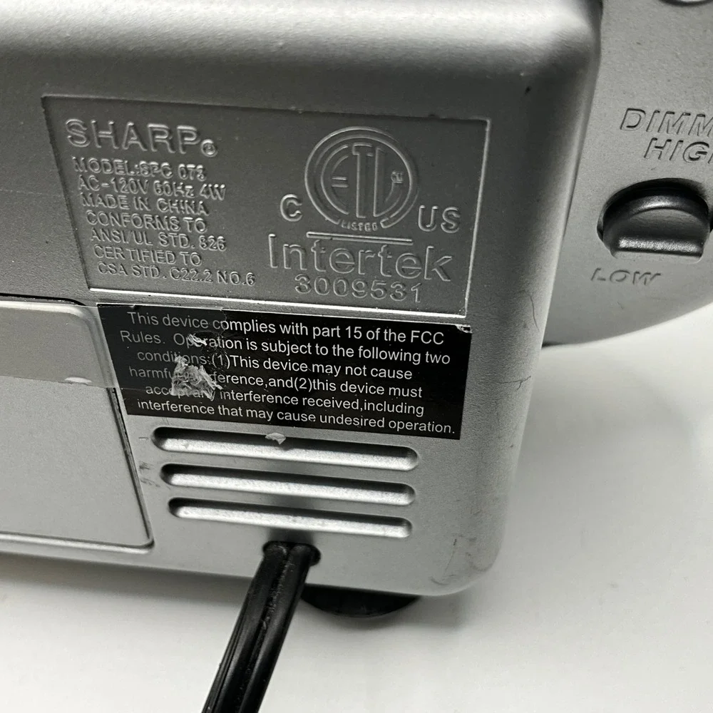 Sharp Digital Alarm‎ Clock Model SPC-875 Silver Snooze Battery Backup WORKS